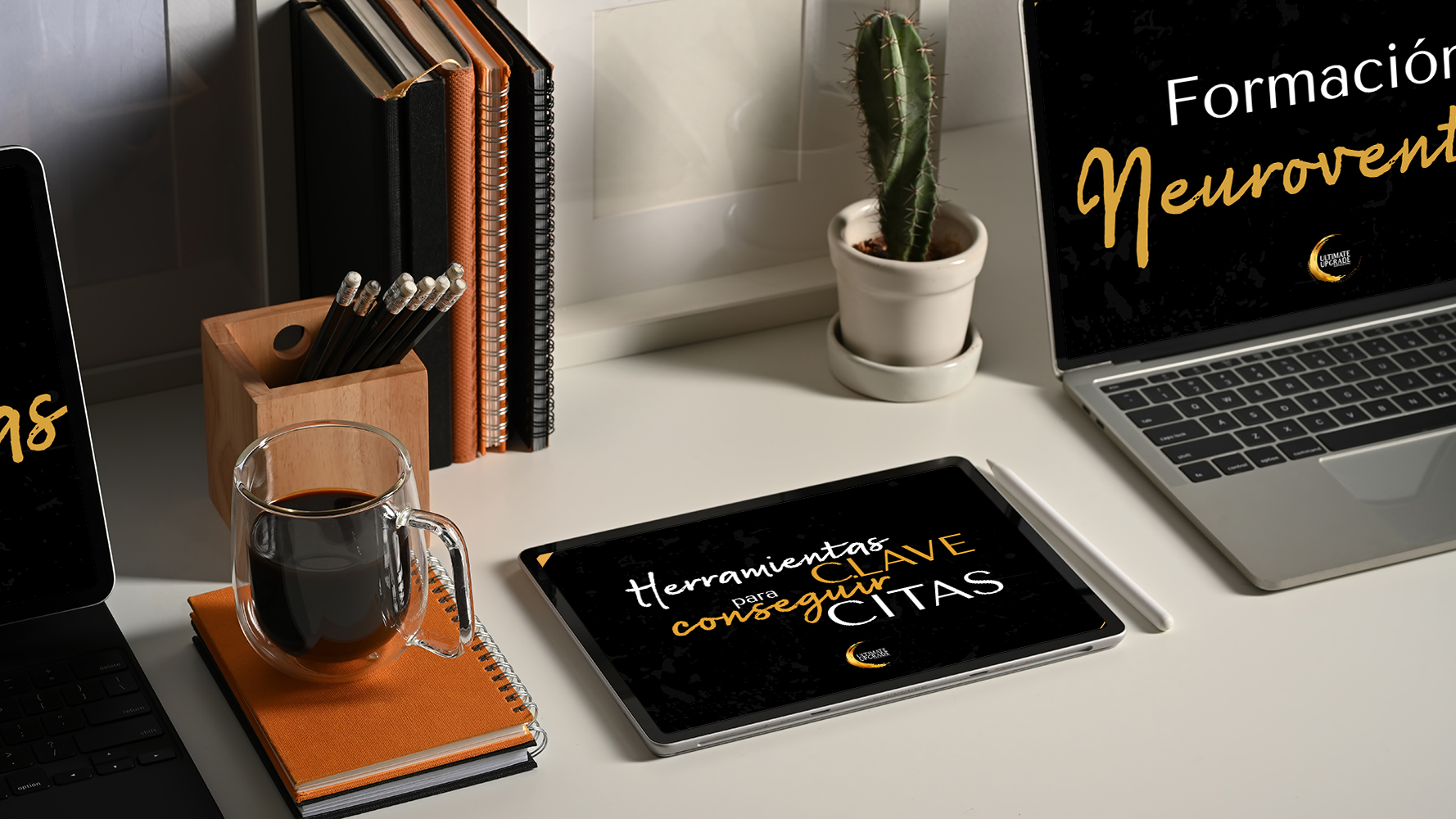 Worktable with tablet, laptop and stationery in home office, include clipping path